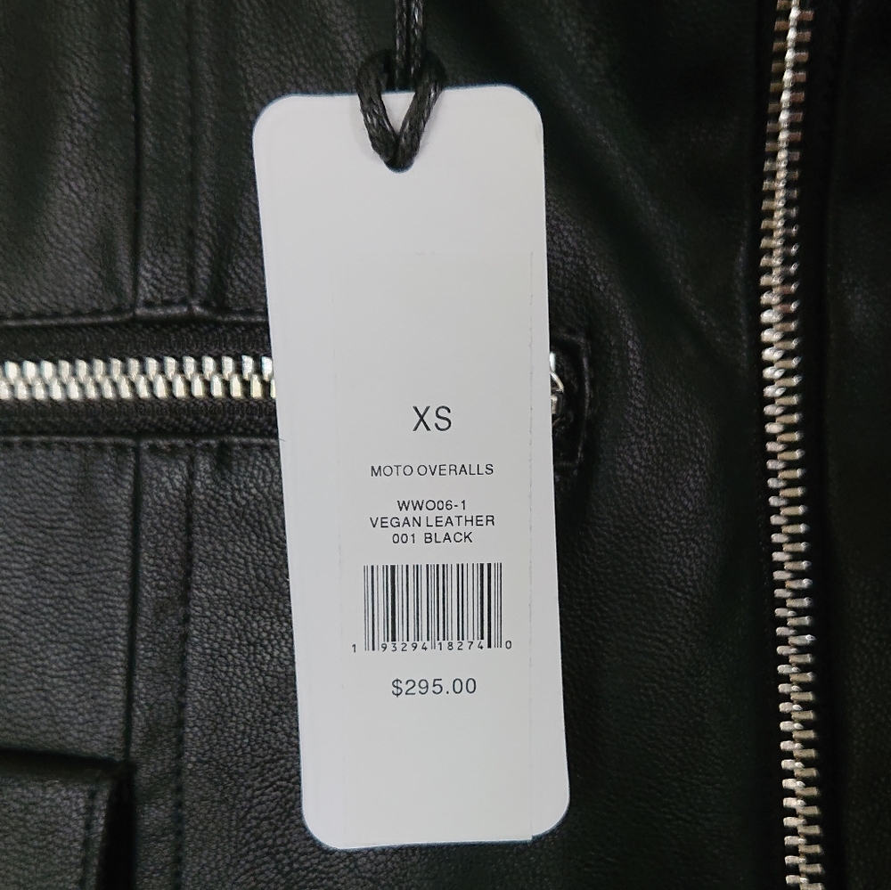 WeWoreWhat Moto Vegan Leather Overalls XS - Picture 14 of 16